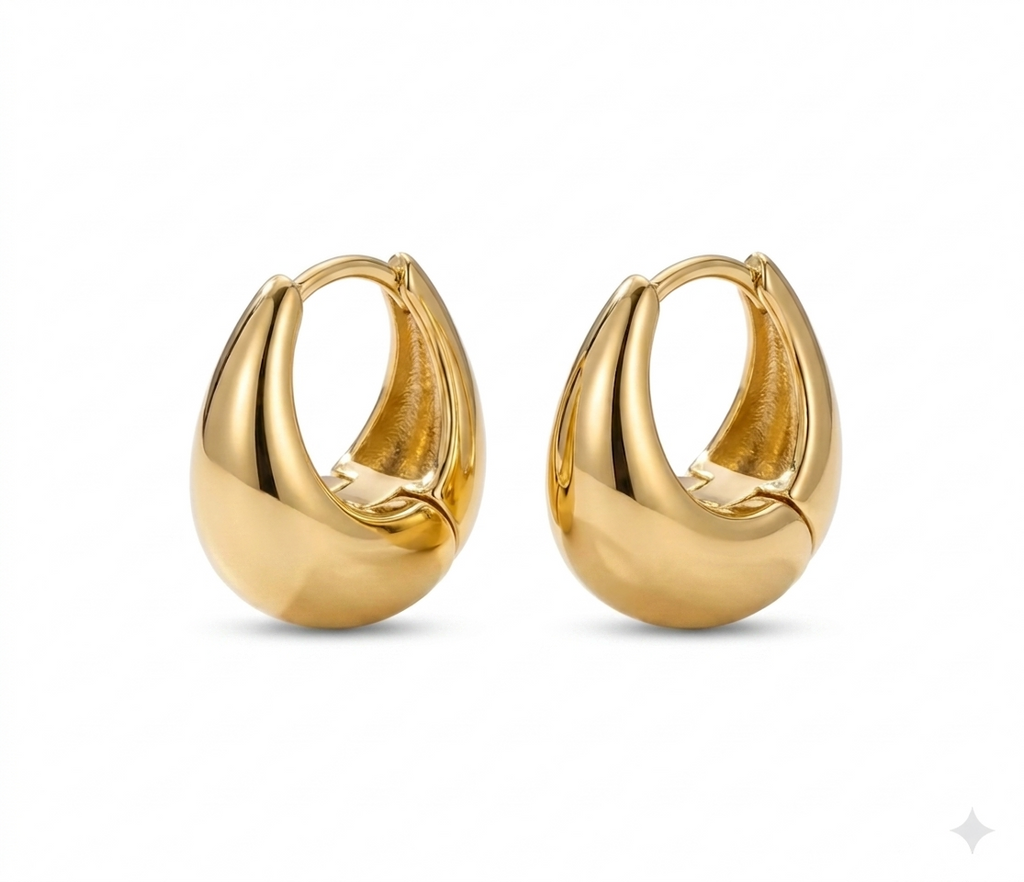 Selene Chunky Hoops – Gold Statement Earrings