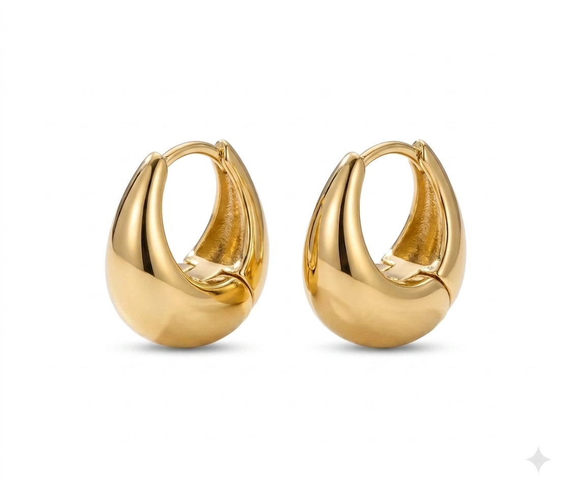 Selene Chunky Hoops – Gold Statement Earrings