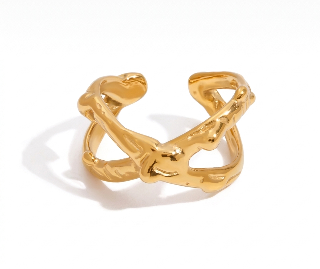 Eros Knot Ring – Gold Open Cross Statement Ring