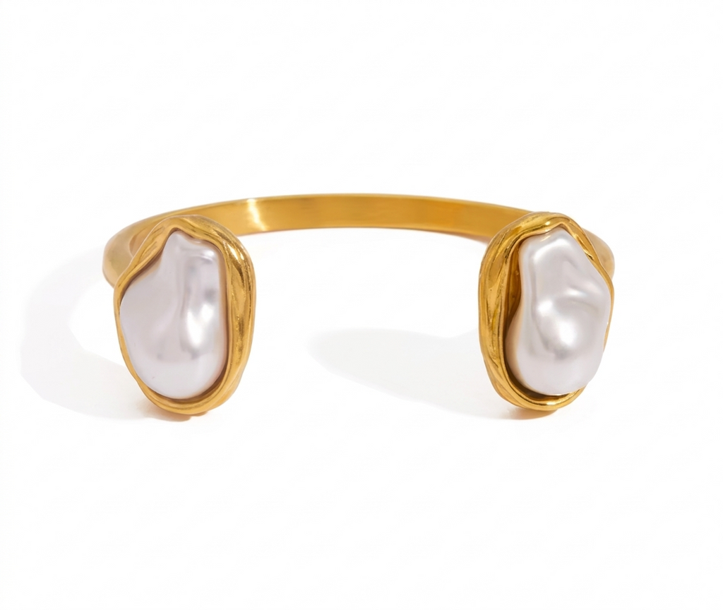 Thalassa Pearl Cuff – Open Gold Pearl Bracelet