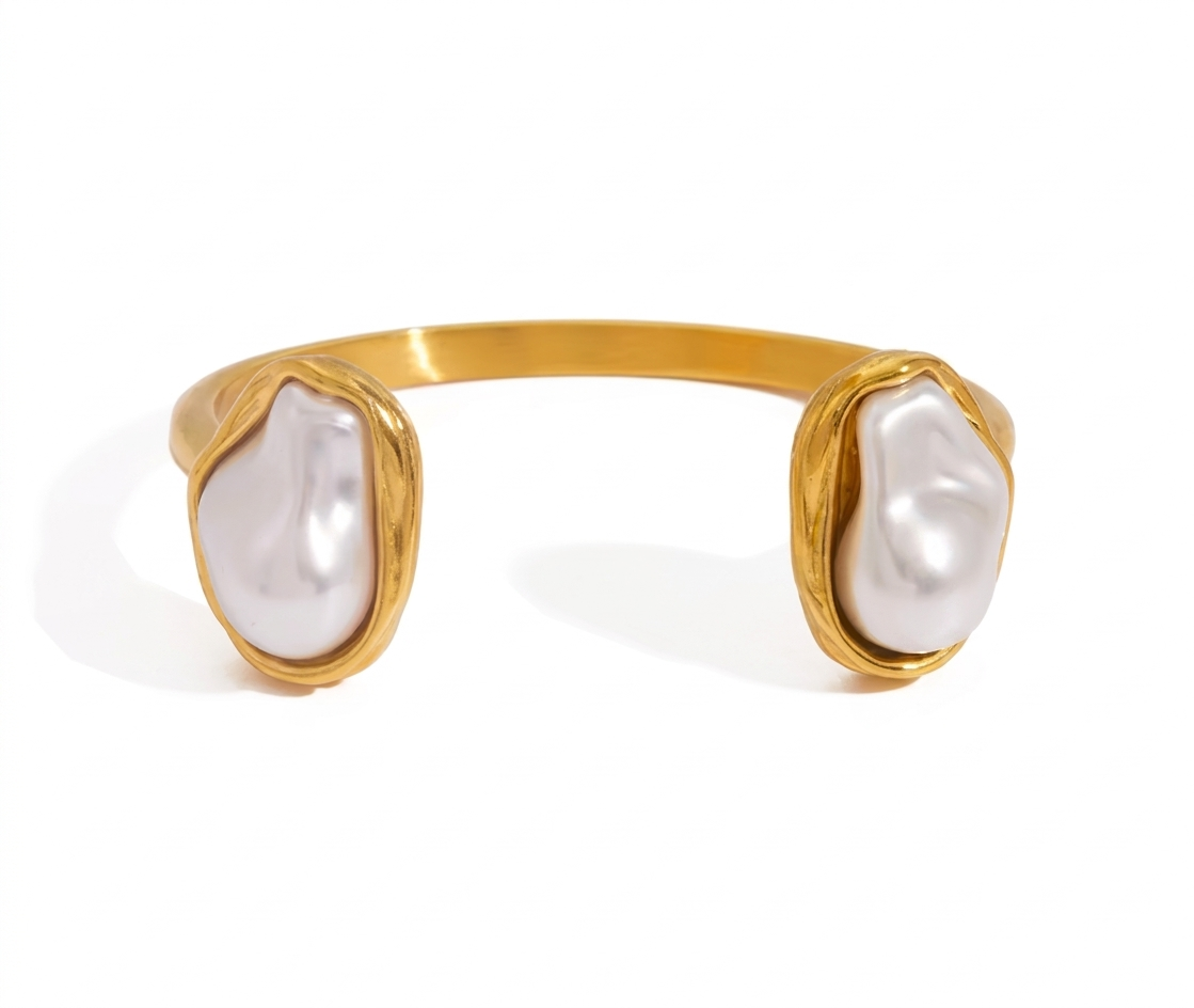 Thalassa Pearl Cuff – Open Gold Pearl Bracelet
