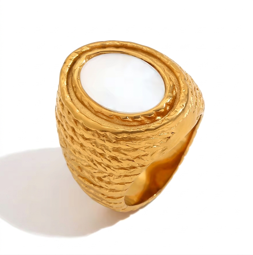 Helios Signet Ring – Ivory Gold Statement Ring