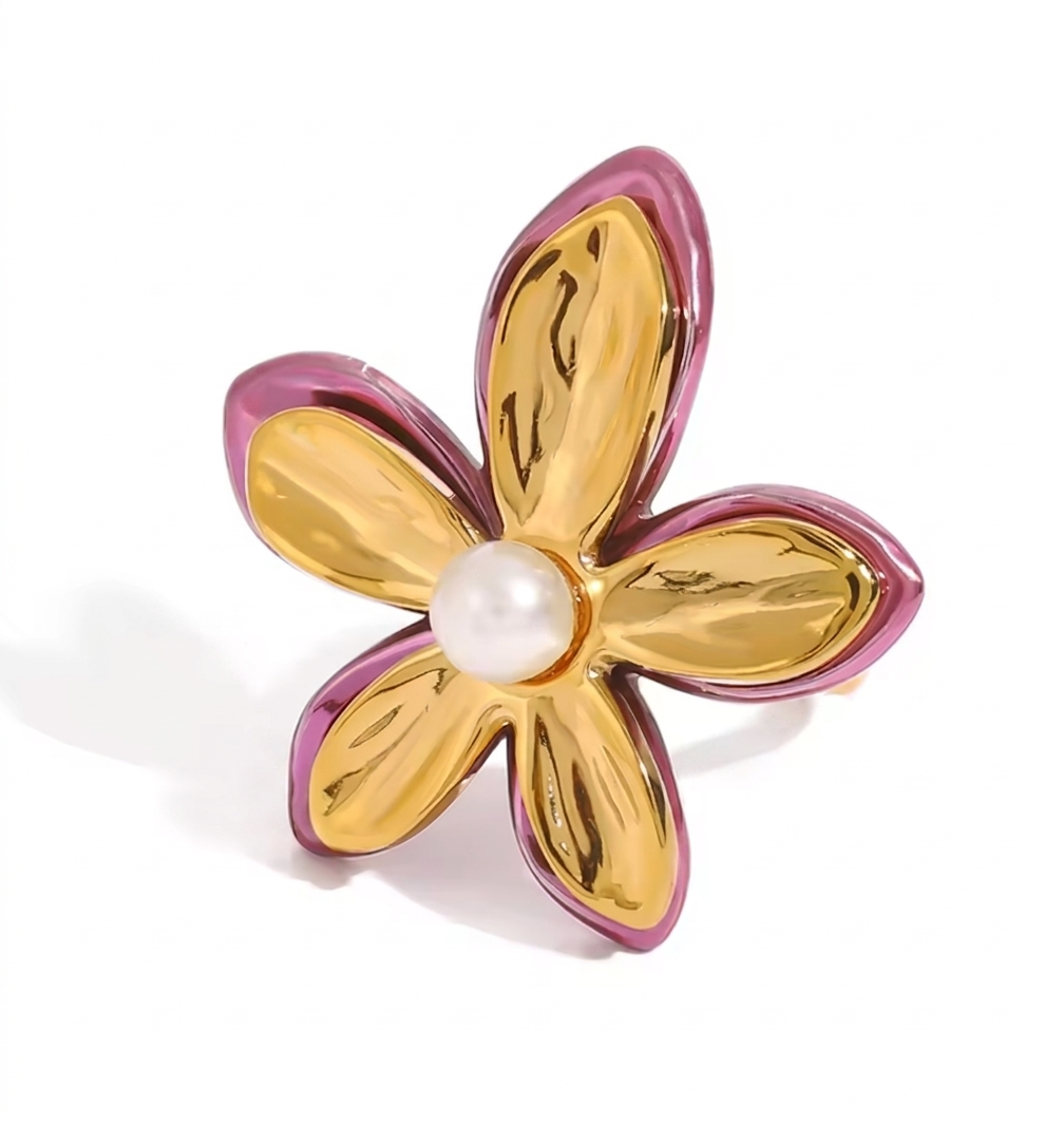 Persephone Bloom Ring – Pink Floral Statement Ring