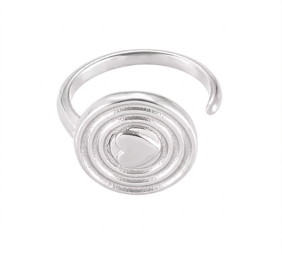 Aphrodite Heart Ring – Silver Spiral Statement Ring
