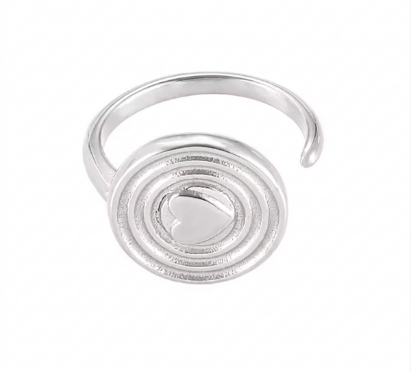 Aphrodite Heart Ring – Silver Spiral Statement Ring