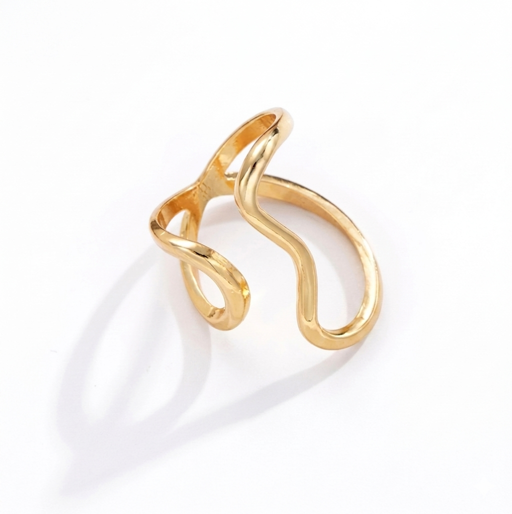 Iris Flow Ring – Gold Open Wave Statement Ring