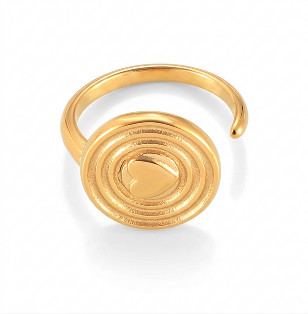 Aphrodite Heart Ring – Gold Spiral Statement Ring