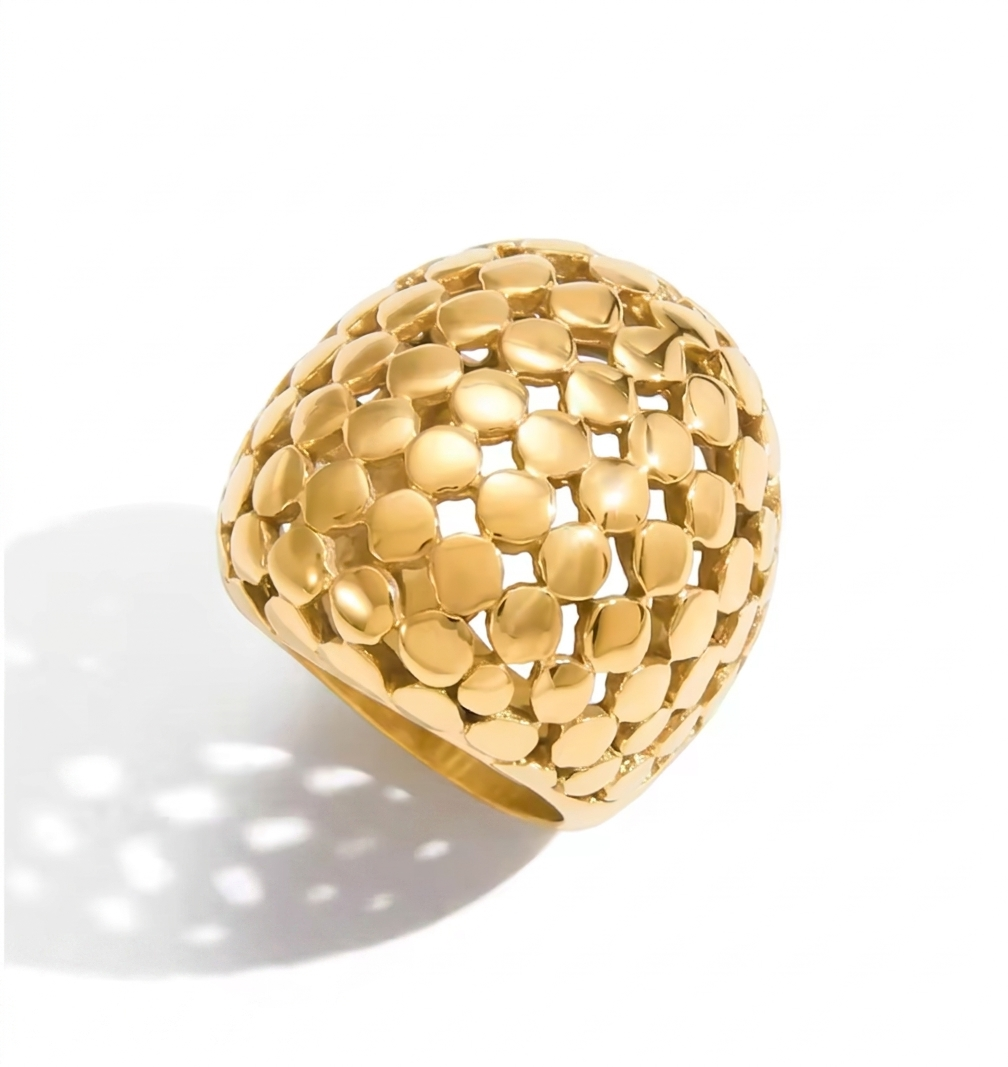 Arachne Lattice Ring – Gold Dome Statement Ring