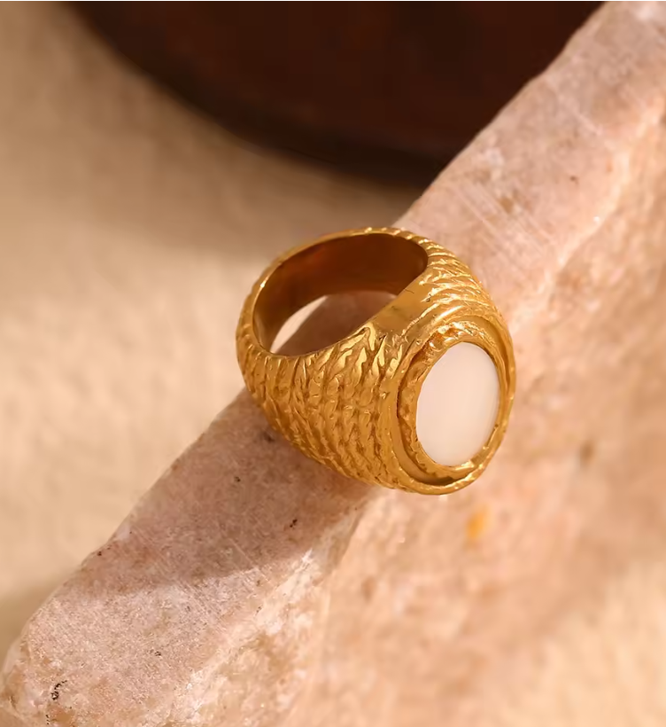 Helios Signet Ring – Ivory Gold Statement Ring