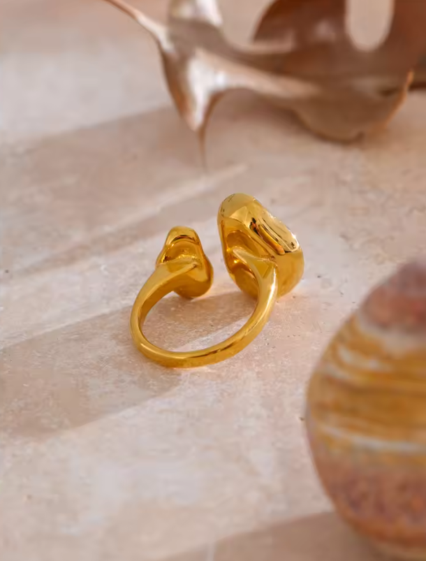 Calypso Pearl Ring – Gold Organic Open Ring