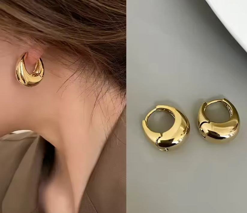 Selene Chunky Hoops – Gold Statement Earrings