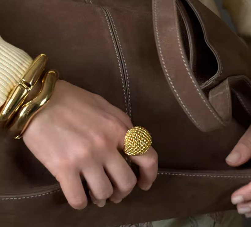 Selene Dome Ring – Gold Textured Statement Ring