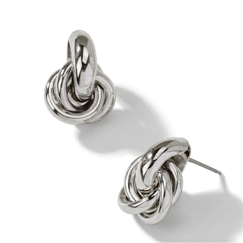 Ariadne Knot Earrings – Silver Statement Studs
