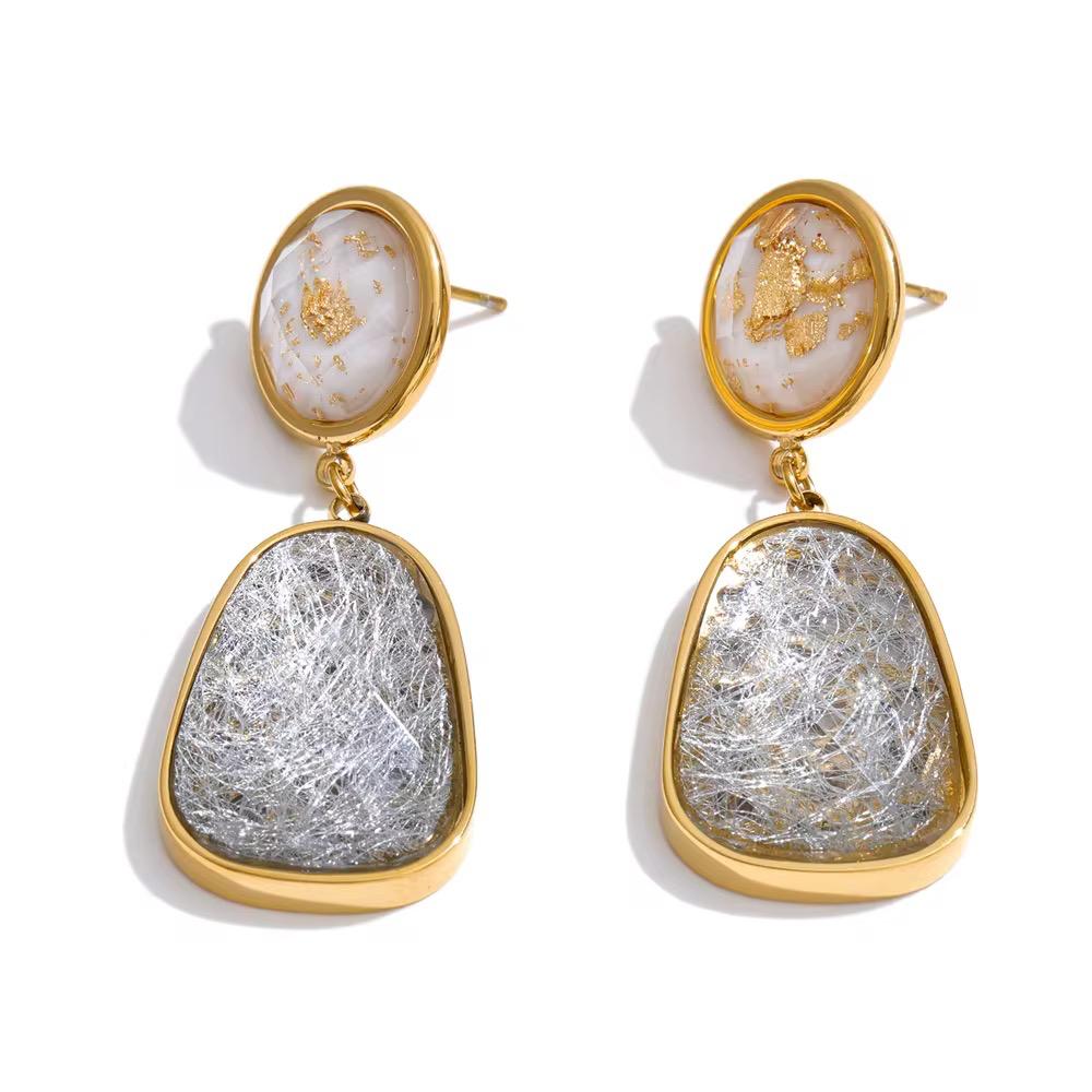 Mykonos Double Stone Drop Earrings – 18k Gold Plated