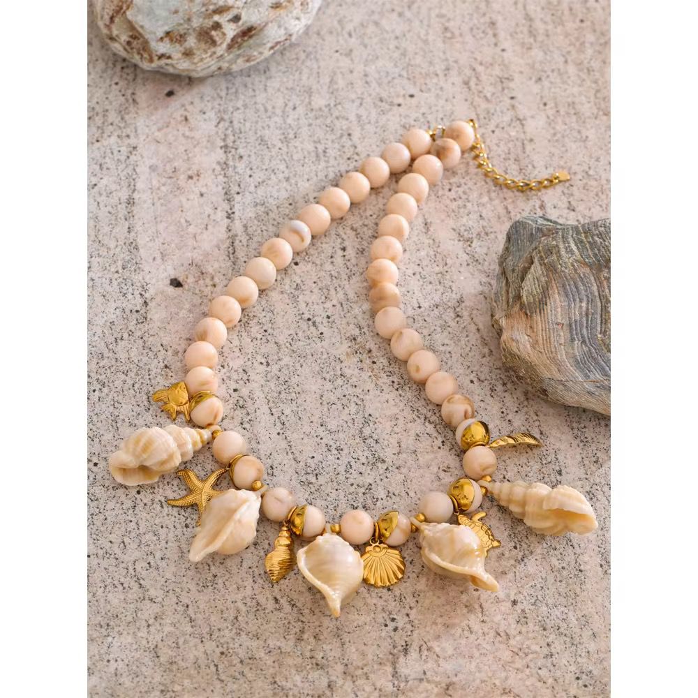Santorini Shell Charm Statement Necklace